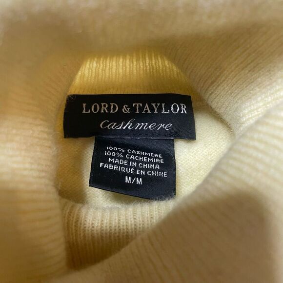 Lord and Taylor 100% Cashmere Chiffon Yellow Turtleneck Sweater - Picture 2 of 6